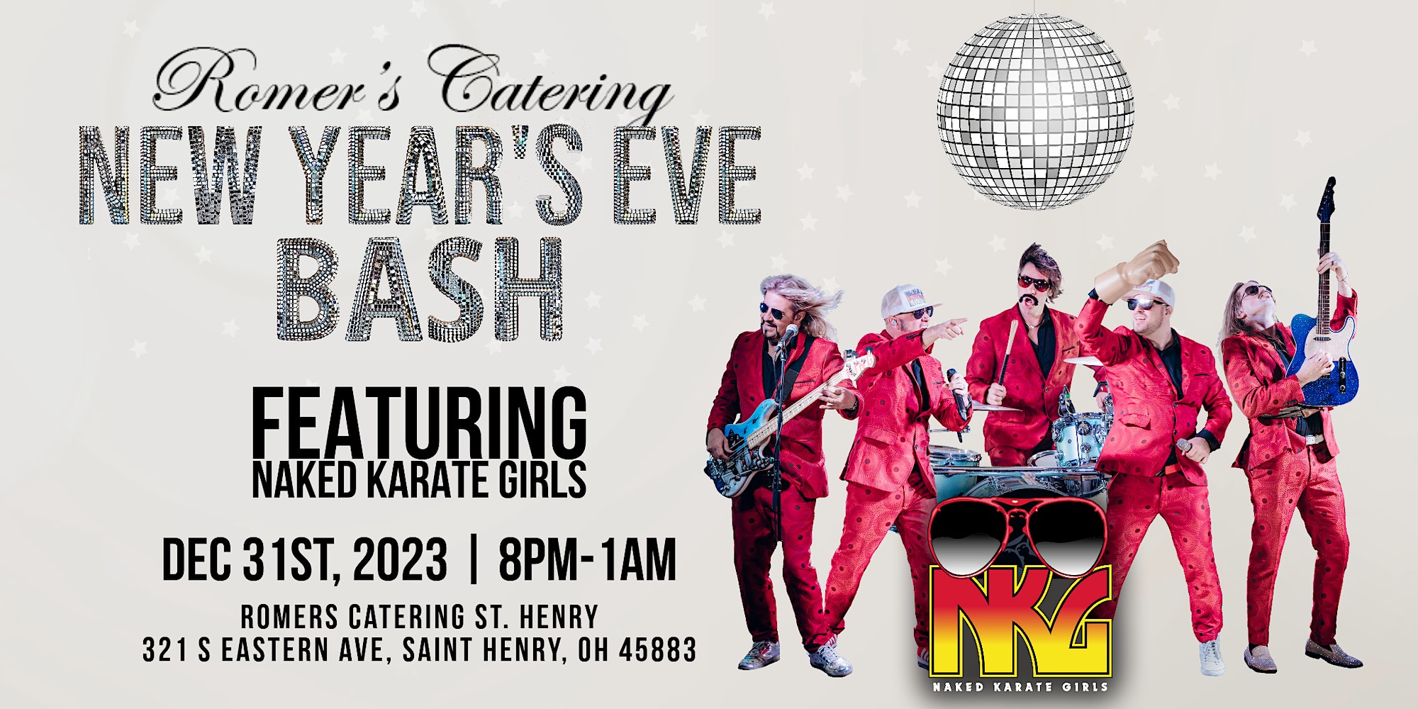 New Years Eve Bash w/Naked Karate Girls @ Romers – St. Henry